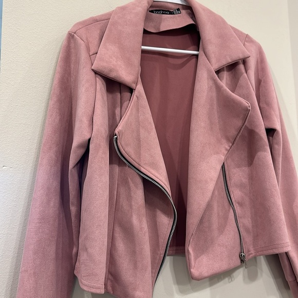 Boohoo pink velvet jacket- 10 - Picture 2 of 4